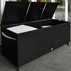 Casaria Wicker Opbergbox - Waterdicht 121,5cm Met Wielen - Grijs -Tuinwereld Verkoop 1200x1200 617