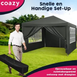 Waterdichte Partytent 3x3 Meter Opvouwbaar Met Zijwanden- Paviljoen Met Zijpanelen - Easy Up - Pop-up Tent Met Haringen, Touw En Anti Slip Poten 16 Waterdichte Partytent 3x3 Meter Opvouwbaar Met Zijwanden- Paviljoen Met Zijpanelen - Easy Up - Pop-up Tent Met Haringen, Touw En Anti Slip Poten -Tuinwereld Verkoop 1200x1200 66