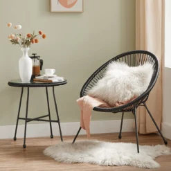 Songmics Balkonmeubilair, Tuinmeubelset, Set Van 3, Zitgroep, Terrasmeubilair, Glazen Tafelblad, 2 Stoelen, Voor Binnen En Buiten, Voor Patio, Tuin, Balkon, Buiten, Zwart GGF013B02 -Tuinwereld Verkoop 1200x1200 674