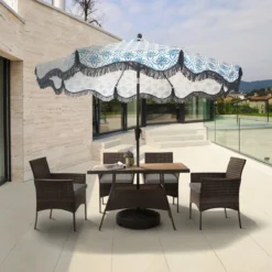 Teamson Home 5-Delig Diningset - Tuinset - Tuinmeubelen - Tafel En 4 Stoelen - Voor Maximaal 4 Personen - Massief Houten Tafelblad - Bruin - 244 X 132 X 84 (cm) -Tuinwereld Verkoop 1200x1200 697