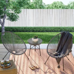 LifeGoods Acapulco Bistroset - 3-Delig - Tuinset Met Bijzettafel - Grijs -Tuinwereld Verkoop 1200x1200 727