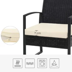 Songmics Tuinmeubelset, 3-delige Set, Van Polyrotan, Voor Outdoor, Terras, Balkon, Tuin, Eenvoudige Montage, Bijzettafel En 2 Stoelen, Zwart-beige -Tuinwereld Verkoop 1200x1200 734