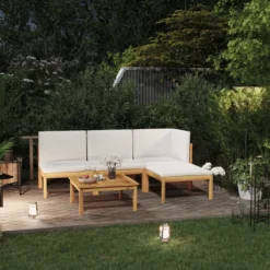 Decoways - 5-delige Loungeset Met Kussens Massief Acaciahout Crèmekleurig -Tuinwereld Verkoop 1200x1200 738