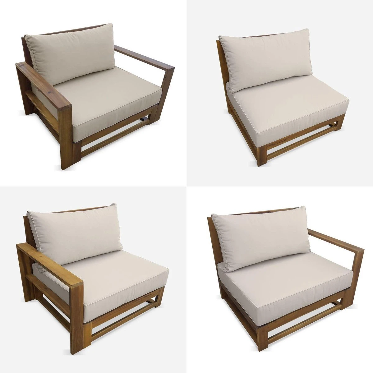 Alice's Garden Loungeset Mendoza - Acacia - 5 Plaatsen - Beige 2 Alice's Garden Loungeset Mendoza - Acacia - 5 Plaatsen - Beige - Afbeelding 2
