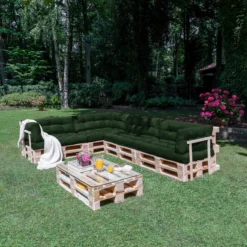 Beautissu Style – Palletkussen Set – 1x Zitkussen 120x80 Cm & 1x Rugkussen 120x40 Cm – Donker Groen -Tuinwereld Verkoop 1200x1200 846