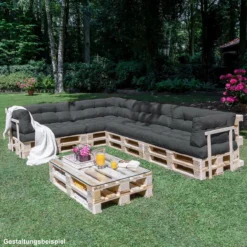 Beautissu Style – Palletkussen Set – 1x Zitkussen 120x80 Cm & 1x Rugkussen 120x40 Cm – Graphiet Grijs -Tuinwereld Verkoop 1200x1200 875