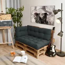 Beautissu Style – Palletkussen Set – 1x Zitkussen 120x80 Cm & 1x Rugkussen 120x40 Cm – Graphiet Grijs -Tuinwereld Verkoop 1200x1200 877