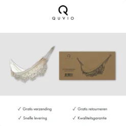 QUVIO Hangmat Voor In De Tuin - Tuinstoelen - Reishangmat Voor Camping, Outdoor En Reizen - Hamock - Katoen Ademend - Maximale Belasting Van 250KG - Lig Oppervlak Van 180 Cm - Geschikt Voor 1 Persoon - Beige -Tuinwereld Verkoop 1200x1200 935