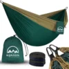 Kanyon Hangmat - Incl. Karabijnhaken En Riemen - Licht Parachutestof - 260 X 140 Cm - Tot 200kg - Groen/Khaki
