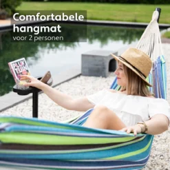 Vita5 Hangmat Met Standaard – 2 Persoons – Incl. Bekerhouder – 205kg Draaggewicht – Groen/Blauw 15 Vita5 Hangmat Met Standaard – 2 Persoons – Incl. Bekerhouder – 205kg Draaggewicht – Groen/Blauw -Tuinwereld Verkoop 1200x1200 946