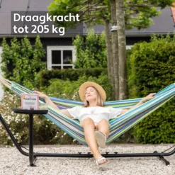 Vita5 Hangmat Met Standaard – 2 Persoons – Incl. Bekerhouder – 205kg Draaggewicht – Groen/Blauw 17 Vita5 Hangmat Met Standaard – 2 Persoons – Incl. Bekerhouder – 205kg Draaggewicht – Groen/Blauw -Tuinwereld Verkoop 1200x1200 948