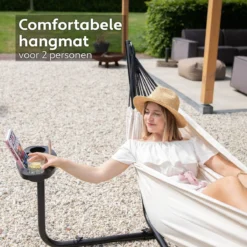Vita5 Hangmat Met Standaard – 2 Persoons – Incl. Bekerhouder – 205kg Draaggewicht – Beige/Wit 15 Vita5 Hangmat Met Standaard – 2 Persoons – Incl. Bekerhouder – 205kg Draaggewicht – Beige/Wit -Tuinwereld Verkoop 1200x1200 963