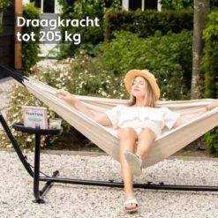 Vita5 Hangmat Met Standaard – 2 Persoons – Incl. Bekerhouder – 205kg Draaggewicht – Beige/Wit 18 Vita5 Hangmat Met Standaard – 2 Persoons – Incl. Bekerhouder – 205kg Draaggewicht – Beige/Wit -Tuinwereld Verkoop 1200x1200 966