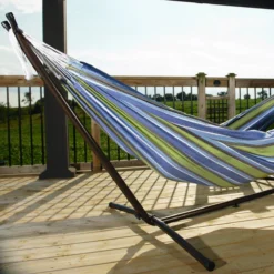 Hangmat Met Standaard En Opbergtas – 2 Persoons – Max. Draaggewicht 200Kg – Hangmatset – Hangmatten – Hang Mat Voor Binnen En Buiten – Hangmatstandaard – Hammock – Blauw / Groen -Tuinwereld Verkoop 1200x1200 976