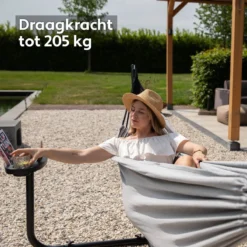 Vita5 Hangmat Met Standaard – 2 Persoons – Incl. Bekerhouder – 205kg Draaggewicht – Grijs -Tuinwereld Verkoop 1200x1200 995