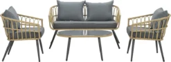 Garden Impressions Franklin Loungeset 4-delig - Wicker - Carbon Black/mystic Grey