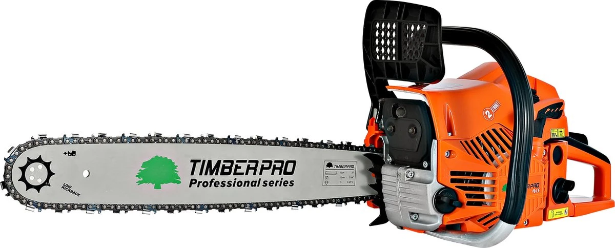 TIMBERPRO - Kettingzaag - 62 Cc - Benzine - Zwaardlengte 50 Cm - Met Transportzak - Met 2e Ketting 3 TIMBERPRO - Kettingzaag - 62 Cc - Benzine - Zwaardlengte 50 Cm - Met Transportzak - Met 2e Ketting - Afbeelding 3