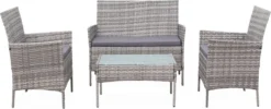 Alice's Garden Loungeset Moltès - 4 Plaatsen - Wicker - Kleine Set - Tinten Grijs/grijs 10 Alice's Garden Loungeset Moltès - 4 Plaatsen - Wicker - Kleine Set - Tinten Grijs/grijs -Tuinwereld Verkoop 1200x484