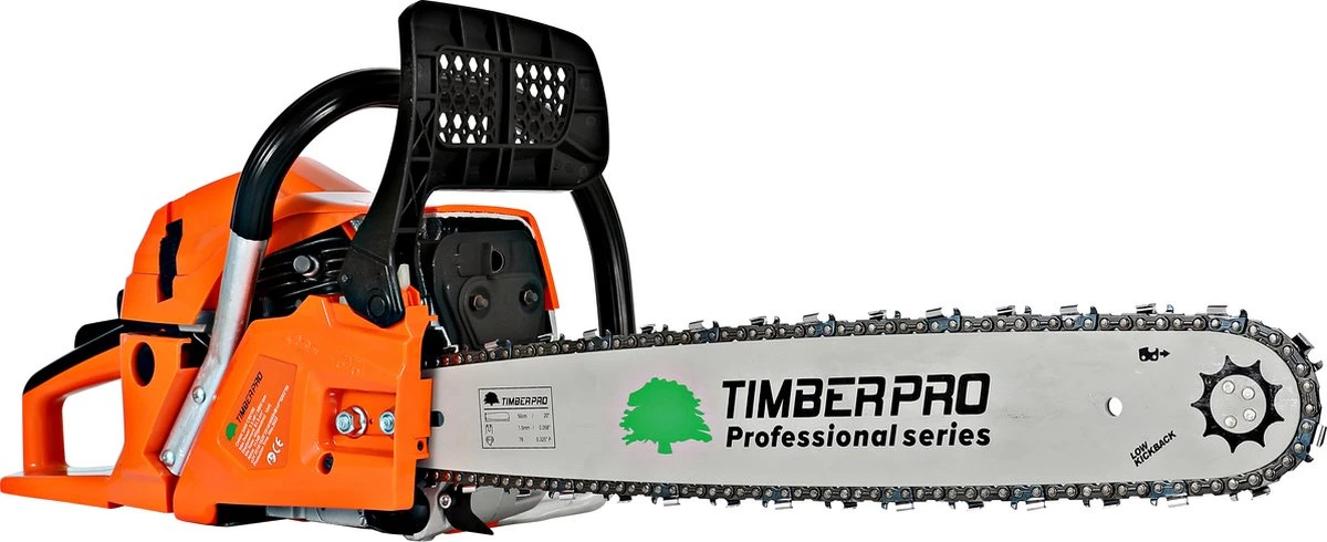 TIMBERPRO - Kettingzaag - 62 Cc - Benzine - Zwaardlengte 50 Cm - Met Transportzak - Met 2e Ketting 2 TIMBERPRO - Kettingzaag - 62 Cc - Benzine - Zwaardlengte 50 Cm - Met Transportzak - Met 2e Ketting - Afbeelding 2