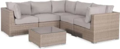 Premium Loungeset - VITTORIA - Rond Wicker– 5 Plaatsen, Naturel/beige