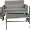 Merkloos Tuin Loungeset Grijs / Bruin - Lounge Set Tuin - Relax Bank - Lounge Bank Tuin - Tuinbank - Loungebank - Tuinset/ Loungebank - Tuinset - Tuinstoel - Loungeset - Rattan Tuinmeubilair - Poly Rotan Tuinmeubelen - Grijs / Bruin