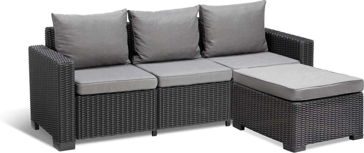 Allibert California Chaise Longue Loungeset - 3 A 4 Personen - Grafiet 2 Allibert California Chaise Longue Loungeset - 3 A 4 Personen - Grafiet - Afbeelding 2