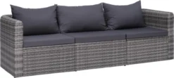 VidaXL 3-delige Loungeset Met Kussens Poly Rattan Grijs