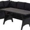 Rotan Loungeset Zwart 6 Pers Eettafel Kussens Weerbestendige Hoeklounge