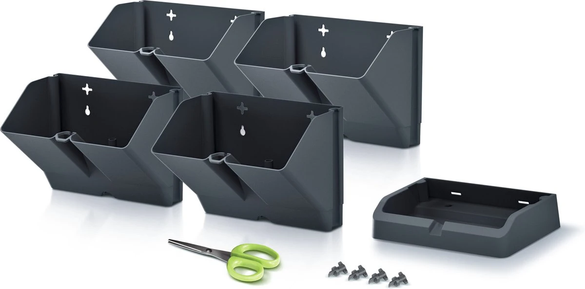 Prosperplast Verticale Kruidentuin Kunststof - Staand/hangend - Modulair - Antraciet Grijs - L 20 X B 11 X H 48 Cm - Incl. Kruidenschaar 7 Prosperplast Verticale Kruidentuin Kunststof - Staand/hangend - Modulair - Antraciet Grijs - L 20 X B 11 X H 48 Cm - Incl. Kruidenschaar - Afbeelding 7