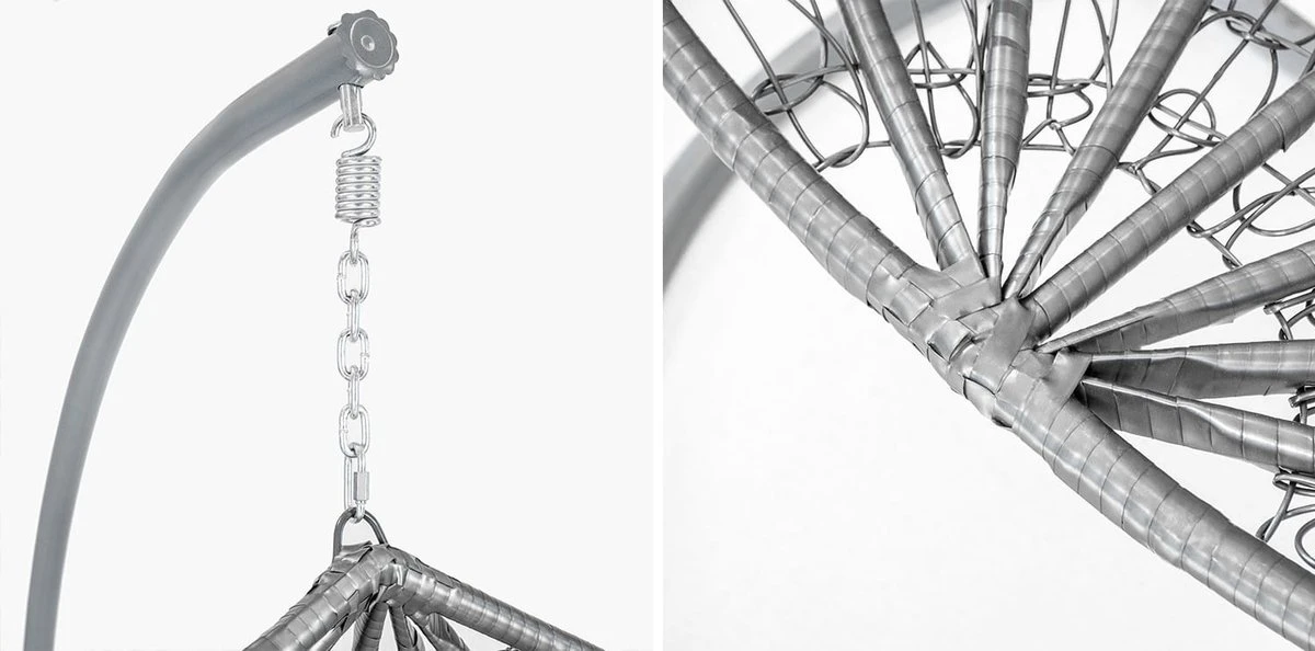 Hangstoel - Ei Stoel - Met Grijze Standaard & Kussens - Tot 125kg 6 Hangstoel - Ei Stoel - Met Grijze Standaard & Kussens - Tot 125kg - Afbeelding 6