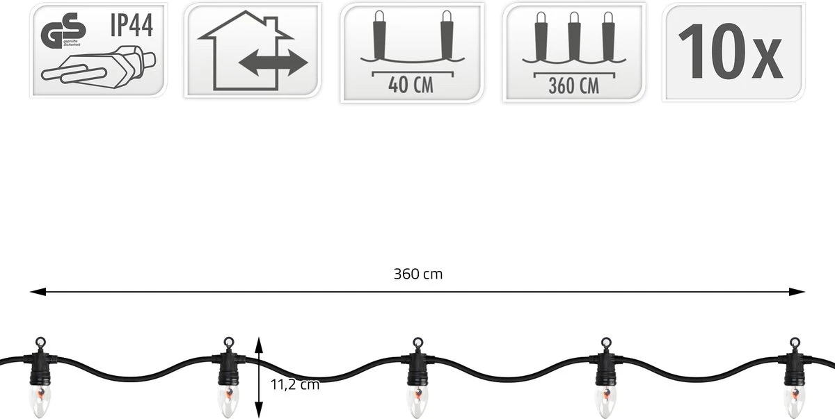 Merkloos Sprookjesverlichting 3,6 M Met 10 Bollen Warm Wit Vlameffect 7 Merkloos Sprookjesverlichting 3,6 M Met 10 Bollen Warm Wit Vlameffect - Afbeelding 7