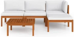 Decoways - 5-delige Loungeset Met Kussens Massief Acaciahout Crèmekleurig -Tuinwereld Verkoop 1200x607 3