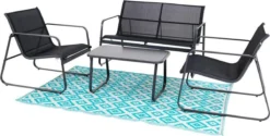 Tuin Meubelen Loungeset - 4 Persoons - Tuinset - Comfort - Zwart - Tafel Glazen Blad - Stoelen - Sofa - Bank - 4-delig -Tuinwereld Verkoop 1200x608 3