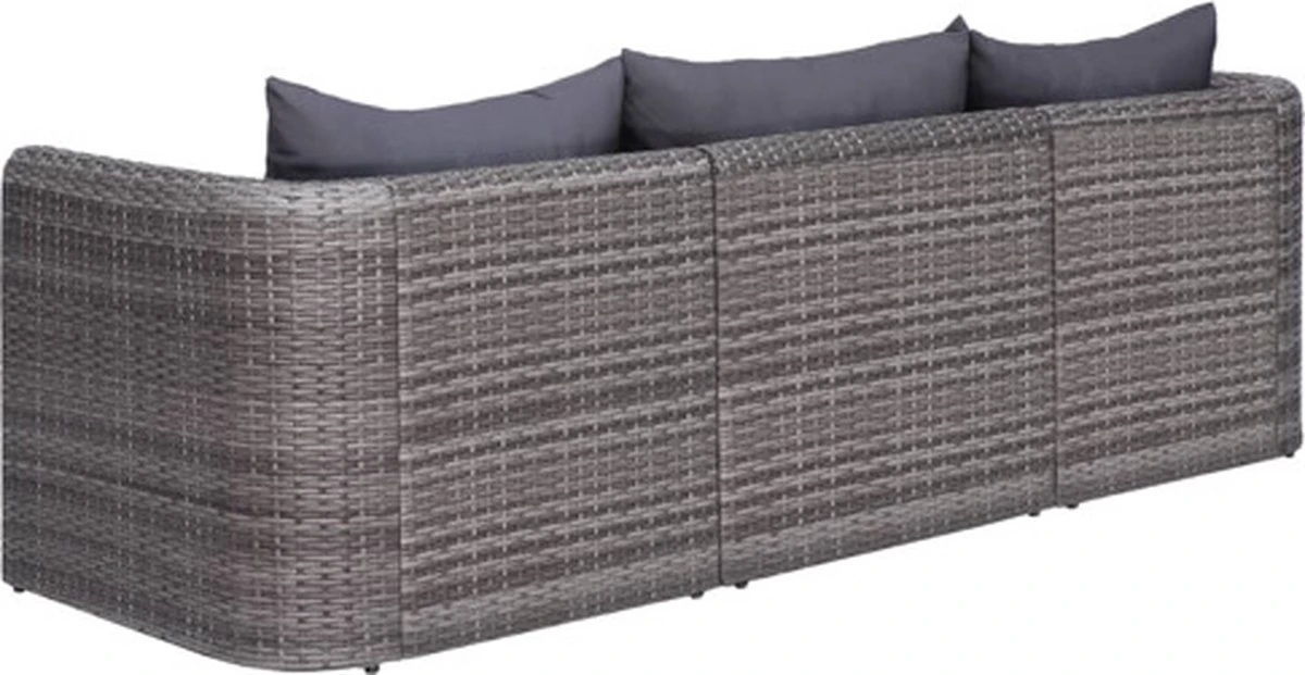VidaXL 3-delige Loungeset Met Kussens Poly Rattan Grijs 7 VidaXL 3-delige Loungeset Met Kussens Poly Rattan Grijs - Afbeelding 7