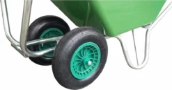 Kruiwagen Met Dubbel Luchtwiel Stal Eco Groen 160 Liter -Tuinwereld Verkoop 1200x634 4