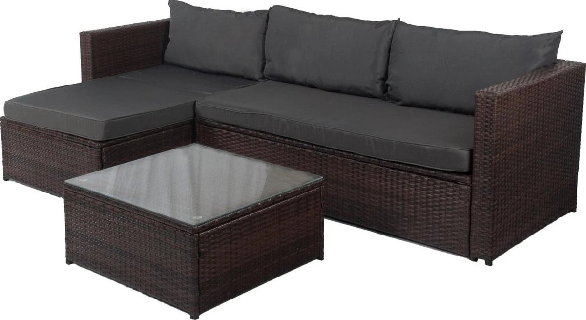 Loungebank Miko Bruin Tuin, Loungeset Buiten Wicker 1 Loungebank Miko Bruin Tuin, Loungeset Buiten Wicker