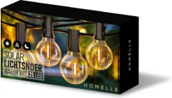 Homèlle Solar Lichtsnoer - 25 LED - 7.5 Meter - Warm-wit - Tuinverlichting Op Zonne-energie - Kerstverlichting - Buitenverlichting - Lichtslinger - Lampjes Slinger - Transperant -Tuinwereld Verkoop 1200x679 3