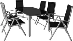 Casaria Alumunium Tuinset Bern - 6 Stoelen + 1 Tafel – Zilver