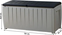 Keter Novel Opbergbox - 340L - 124x55x62.5cm - Grijs -Tuinwereld Verkoop 1200x692