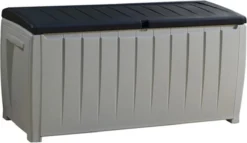Keter Novel Opbergbox - 340L - 124x55x62.5cm - Grijs -Tuinwereld Verkoop 1200x696 1