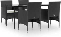 VidaXL 5-delige Tuinset Met Kussens Zwart -Tuinwereld Verkoop 1200x723 1