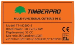 TIMBERPRO - 5-in-1 – Multitool – Benzine - Kettingzaag - Bosmaaier -Kantenmaaier - Haagschaar - Verlengstuk - 52 Cc. 16 TIMBERPRO - 5-in-1 – Multitool – Benzine - Kettingzaag - Bosmaaier -Kantenmaaier - Haagschaar - Verlengstuk - 52 Cc. -Tuinwereld Verkoop 1200x729 2