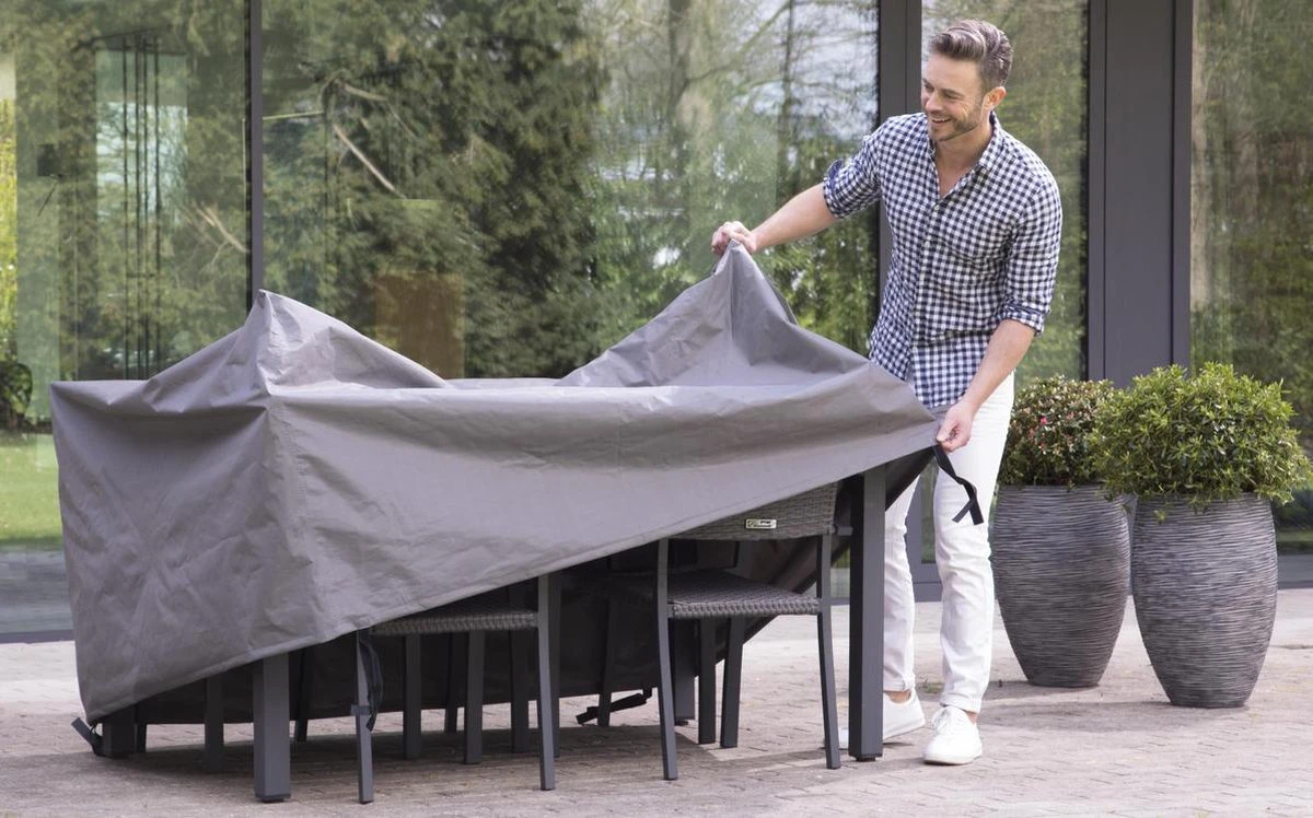 Weersbestendige Beschermhoes Tuinset (S) | 165 X 135 X 95 Cm | Premium | Waterproof | TÜV Rheinland Gecertificeerd | Hoes Voor Tuin | Waterdicht | Solution Dyed (verkleuring Onmogelijk) | Grijs / Antraciet 2 Weersbestendige Beschermhoes Tuinset (S) | 165 X 135 X 95 Cm | Premium | Waterproof | TÜV Rheinland Gecertificeerd | Hoes Voor Tuin | Waterdicht | Solution Dyed (verkleuring Onmogelijk) | Grijs / Antraciet - Afbeelding 2