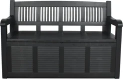 Merkloos Opbergbank Van Kunststof | 130 X 60 Cm | Antraciet