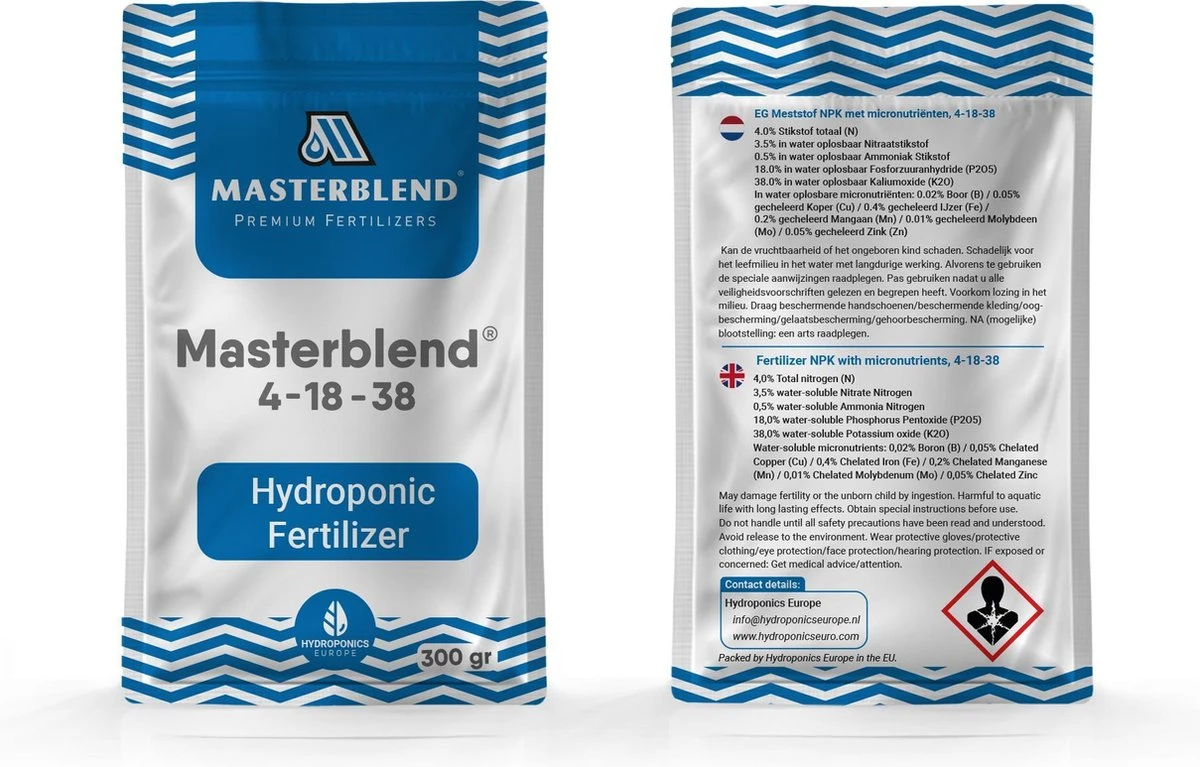 Masterblend 4-18-38 Hydroponic Plantenvoeding Kit | Voeding Voor Hydrocultuur 0.75 KG 3 Masterblend 4-18-38 Hydroponic Plantenvoeding Kit | Voeding Voor Hydrocultuur 0.75 KG - Afbeelding 3