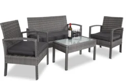 Casaria Polyrattan Loungeset – 2 Stoelen 1 Bank 1 Tafel - Antraciet -Tuinwereld Verkoop 1200x768 2
