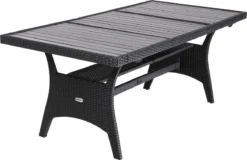 Casaria Polyrattan Tuintafel - WPC Tafelblad 190x90x74 Cm – Zwart
