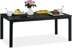Relaxdays Tuintafel Rechthoek - Lage Buitentafel - Metalen Balkontafel - Eettafel Buiten