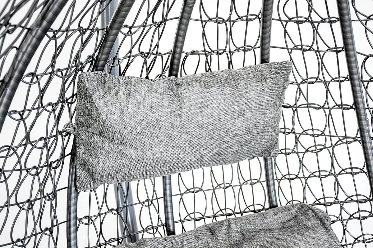 Hangstoel - Ei Stoel - Met Grijze Standaard & Kussens - Tot 125kg 3 Hangstoel - Ei Stoel - Met Grijze Standaard & Kussens - Tot 125kg - Afbeelding 3