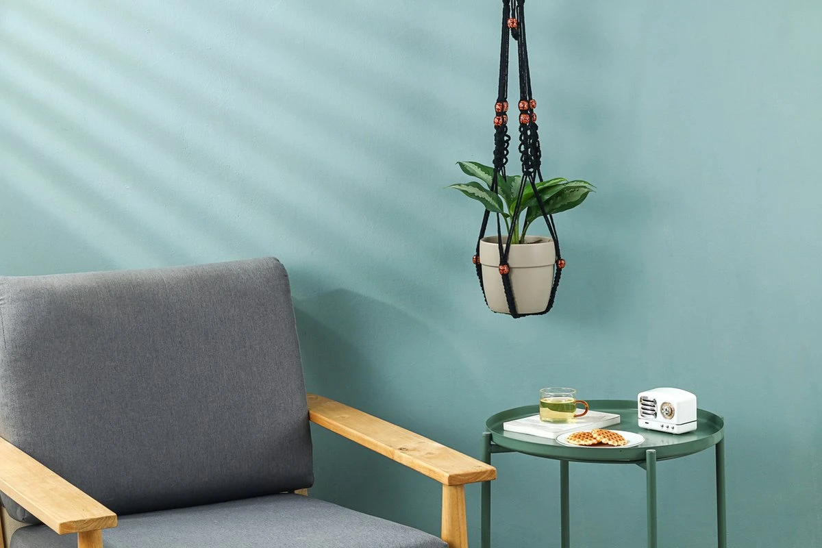 4 Stuks Zwarte Macrame Plantenhangers - Boho Handgeweven Katoen Hangpot Voor Binnen/Buiten - Hangende Bloempot Met Kralen - Macramé Touw/Koord Hangplant Houder - Bohemian Wandhanger Decoratie - Plant Hanger - Verticale Tuin Bloempothouder Planthanger 10 4 Stuks Zwarte Macrame Plantenhangers - Boho Handgeweven Katoen Hangpot Voor Binnen/Buiten - Hangende Bloempot Met Kralen - Macramé Touw/Koord Hangplant Houder - Bohemian Wandhanger Decoratie - Plant Hanger - Verticale Tuin Bloempothouder Planthanger - Afbeelding 10